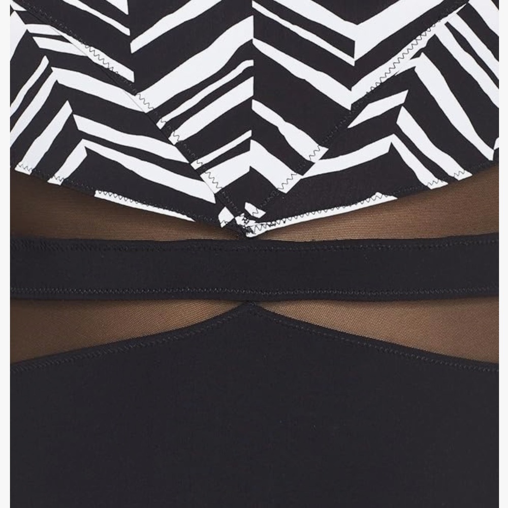 Profile by Gottex Marble Print One-Piece Swimsuit Black White Sz 14 - Picture 10 of 14